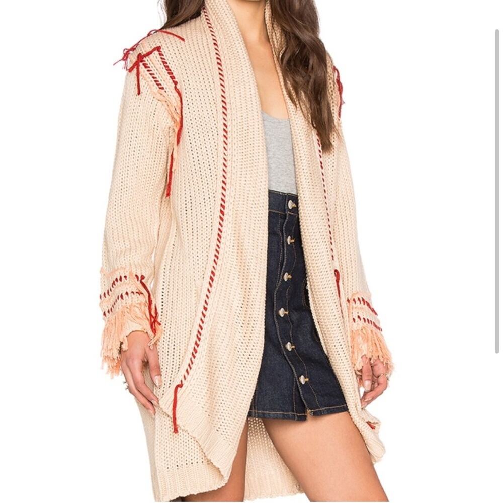 FOR LOVE & LEMONS KNITZ Denver Knit Cardigan in Peach‎ and Rust size XS